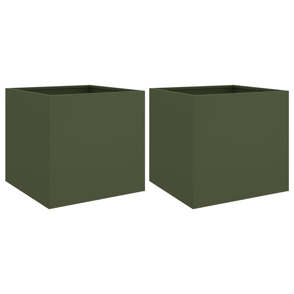 Vidaxx jardinières 2 pcs 49x47x46 cm acier vert olive