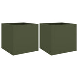 Vidaxx jardinières 2 pcs 49x47x46 cm acier vert olive