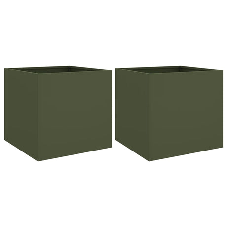 Vidaxx jardinières 2 pcs 49x47x46 cm acier vert olive