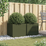 Vidaxx jardinières 2 pcs 49x47x46 cm acier vert olive