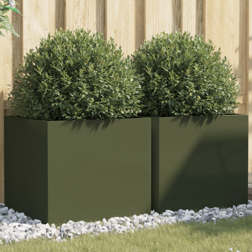 Vidaxx jardinières 2 pcs 49x47x46 cm acier vert olive