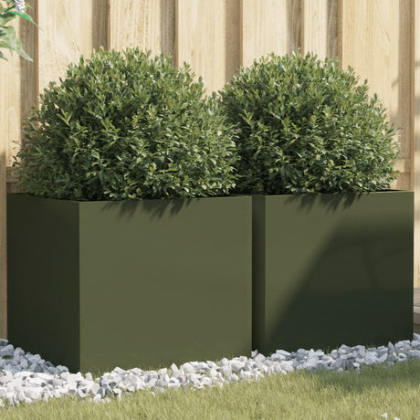 Vidaxx jardinières 2 pcs 49x47x46 cm acier vert olive