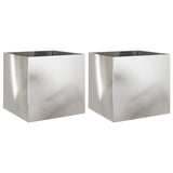 Vidaxx jardinières 2 pcs 49x47x46 cm acier inoxydable couleur argent