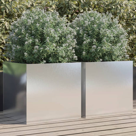 Vidaxx jardinières 2 pcs 49x47x46 cm acier inoxydable couleur argent