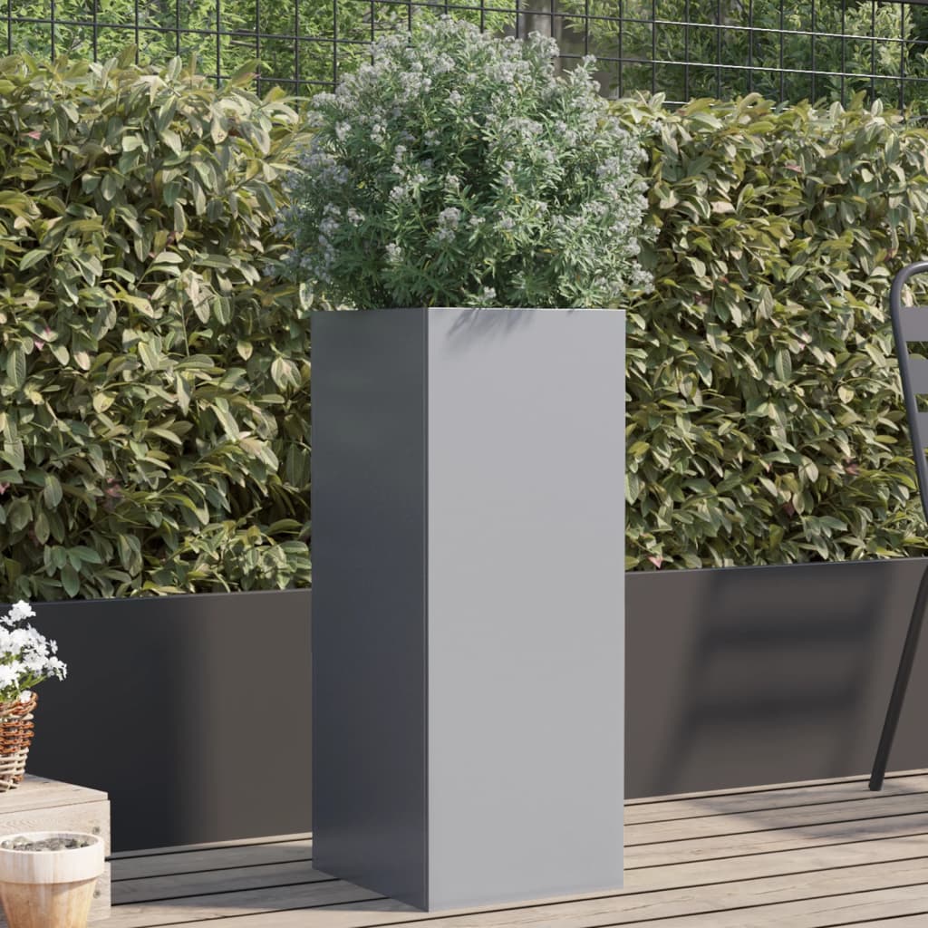 Vidaxl Planter 32x29x75 cm galvaniséiert Stol Sëlwer faarweg