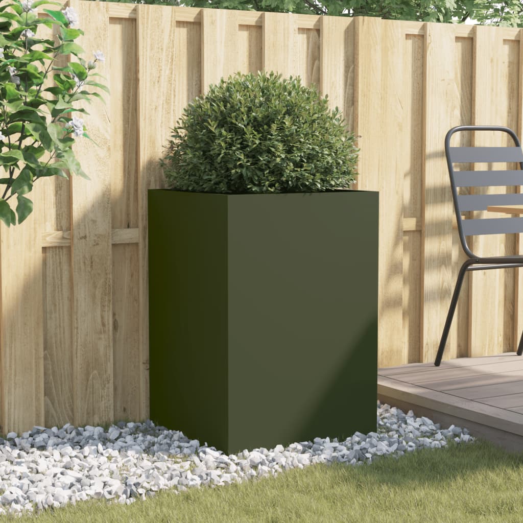 Vidaxx jardinière 52x48x75 cm acier vert olive
