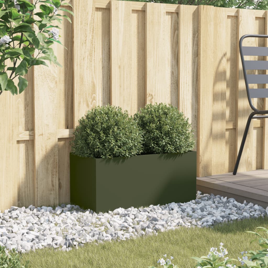 Vidaxl Planter 62x30x29 cm Green d'olive en acier