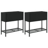 Vidaxl Planters with shelf 2 pcs 70x28x70 poly rattan black