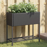 VidaXL Jardinières avec étagère 2 pcs 70x28x70 poly rotin noir