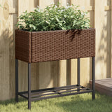 VidaXL Jardinières avec étagère 2 pcs 70x28x70 poly rotin marron