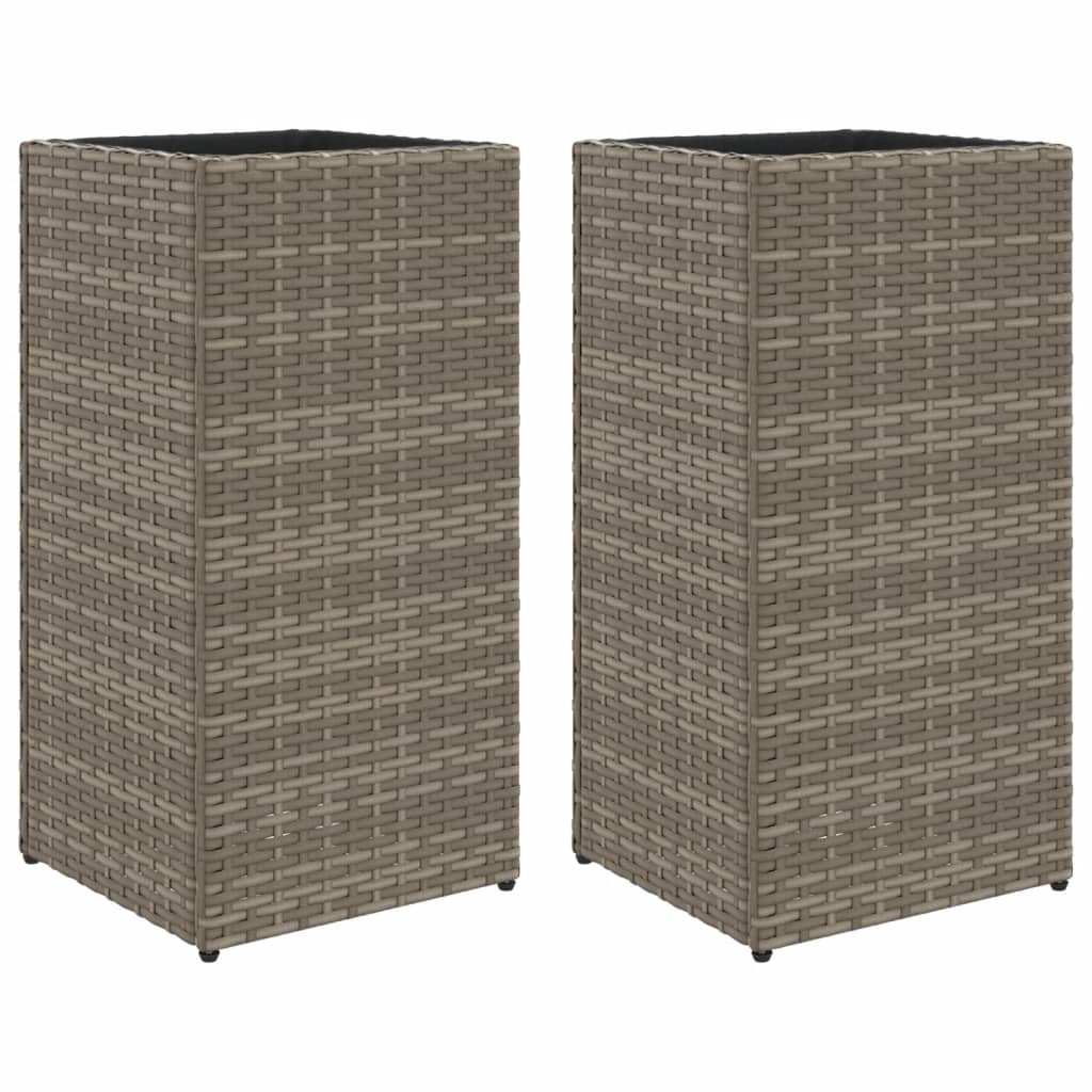 Vidaxl fioriere 2 St 30x30x60 cm poli rattan grigio