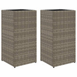 VidaXL Plantenbakken 2 st 30x30x60 cm poly rattan grijs