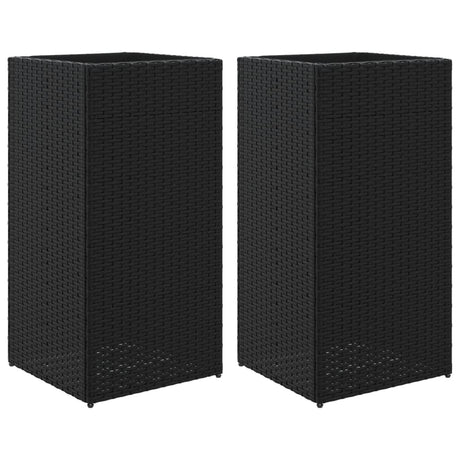 VidaXL Jardinières 2 pcs 40x40x80 cm poly rotin noir
