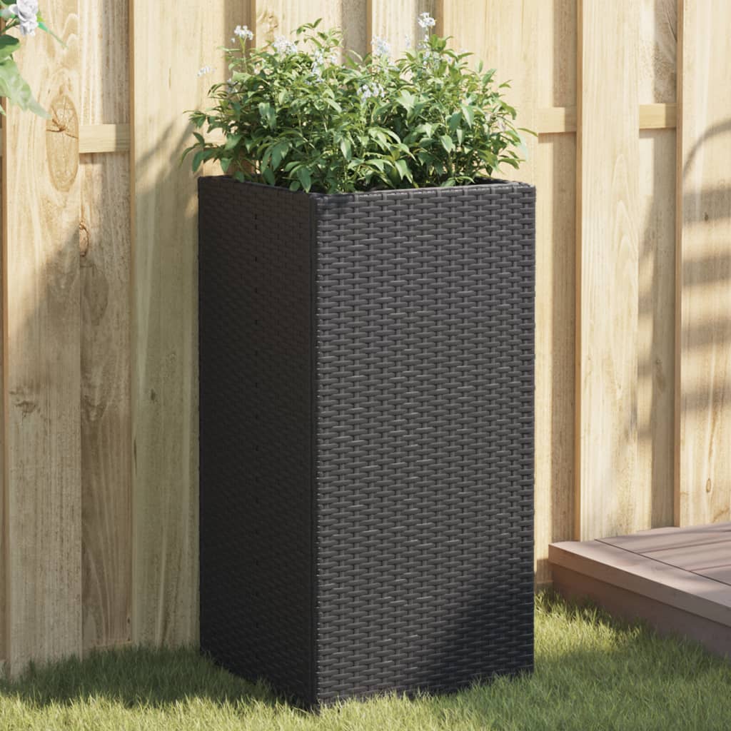VidaXL Jardinières 2 pcs 40x40x80 cm poly rotin noir