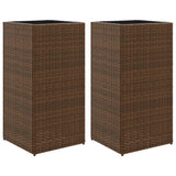VidaXL Jardinières 2 pcs 40x40x80 cm poly rotin marron