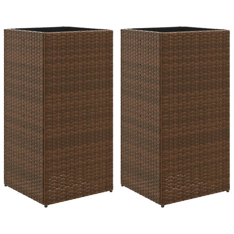 VidaXL Jardinières 2 pcs 40x40x80 cm poly rotin marron