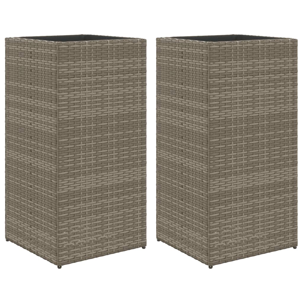 Vidaxl Planters 2 St 40x40x80 cm Poly Rattan Grey