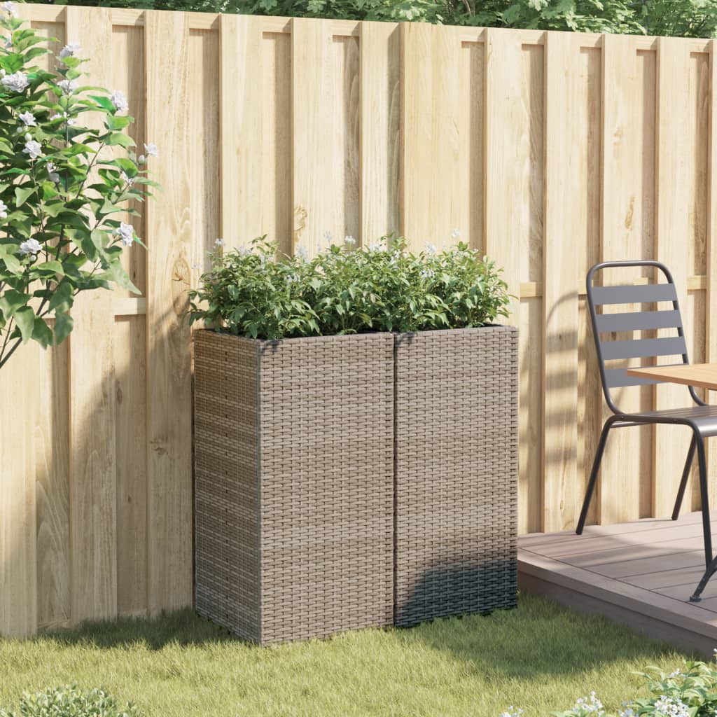 Vidaxl Planters 2 ST 40X40X80 CM Poly Rattan Grey