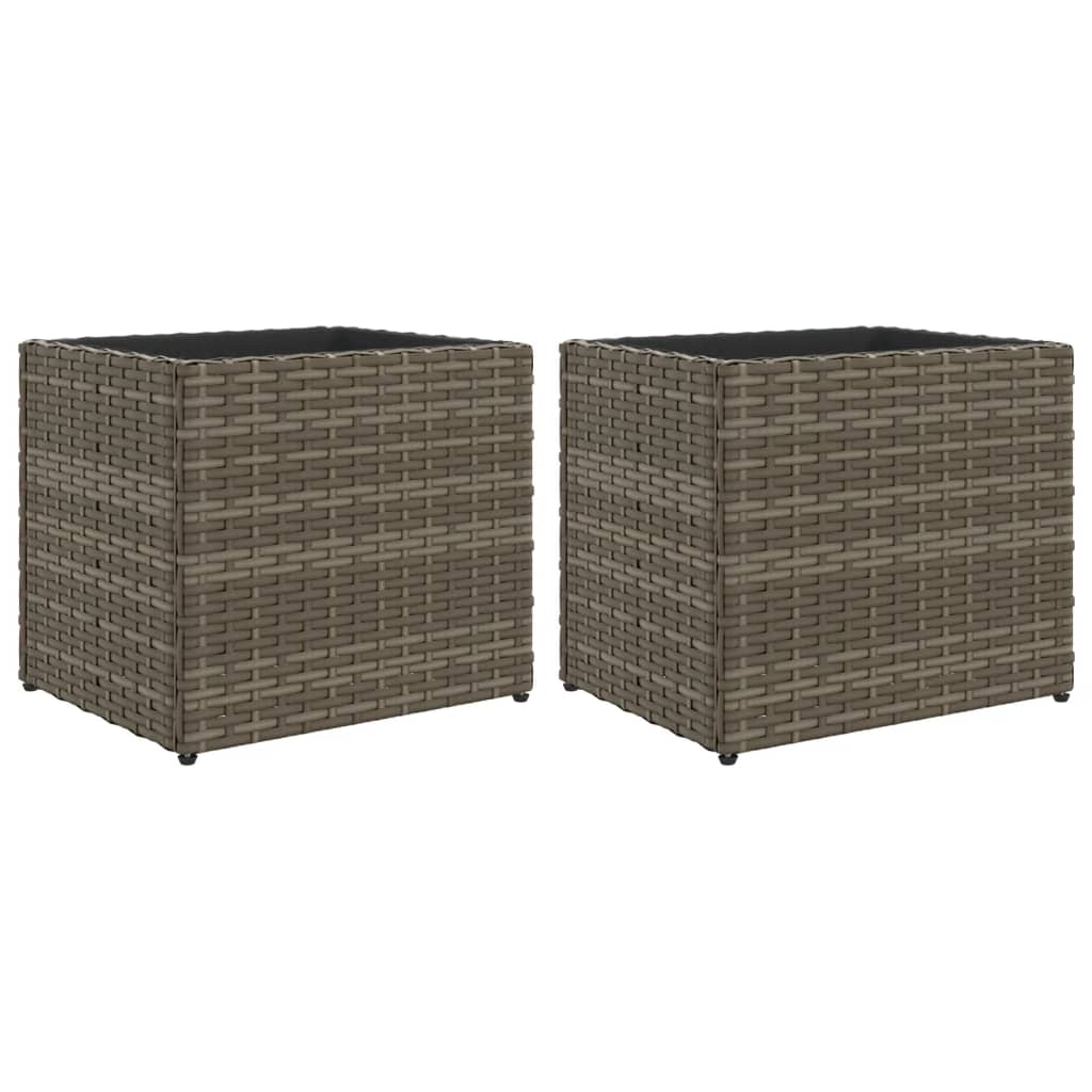 Vidaxl Planters 2 ST 36X30X32 CM Poly Rattan Gray