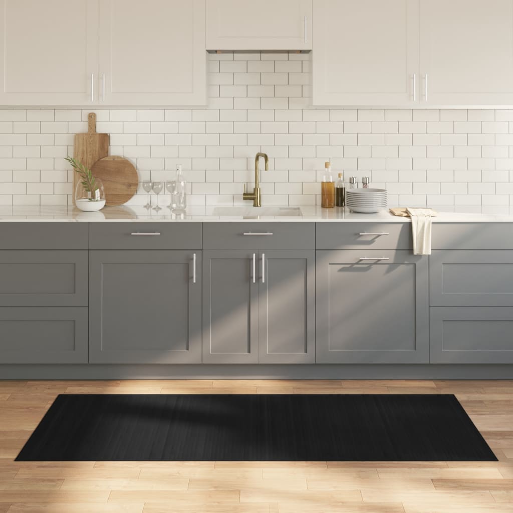 VidaXL Tapis rectangulaire 80x200 cm bambou noir