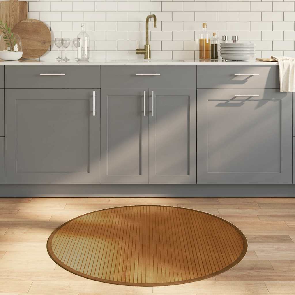 VidaXL Tapis rond 100 cm bambou marron