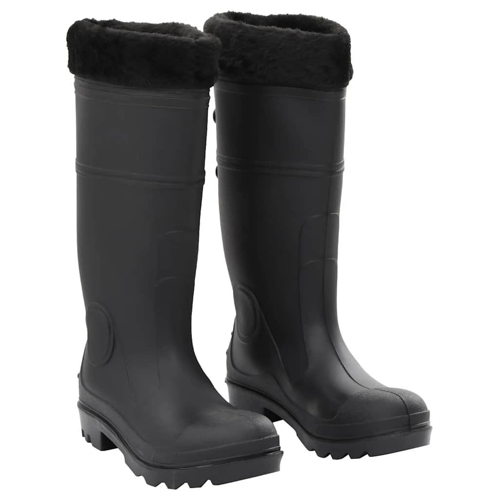 VidaXL Bottes de pluie avec chaussettes amovibles taille 40 PVC noir