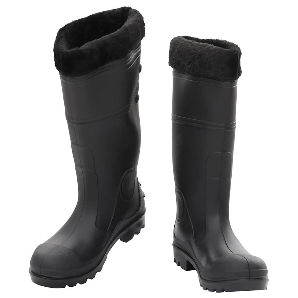 VidaXL Bottes de pluie avec chaussettes amovibles taille 40 PVC noir