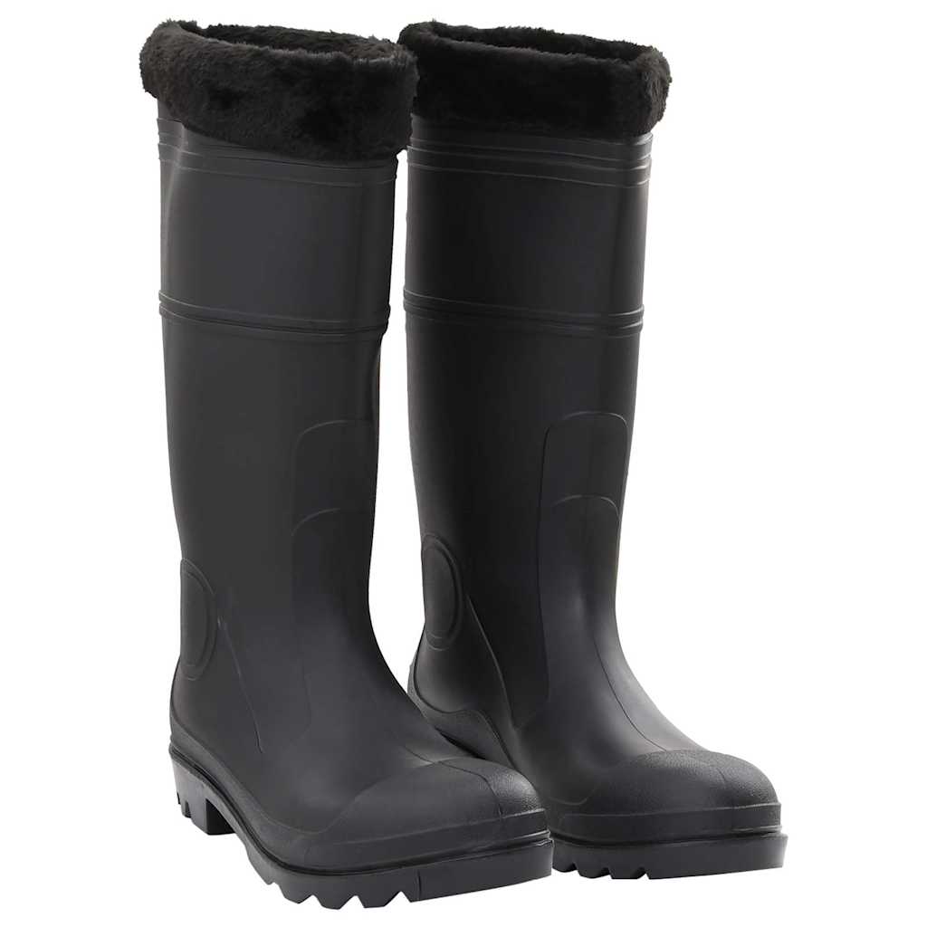 Vidaxl bottes de pluie avec chaussettes amovibles taille 44 PVC noir