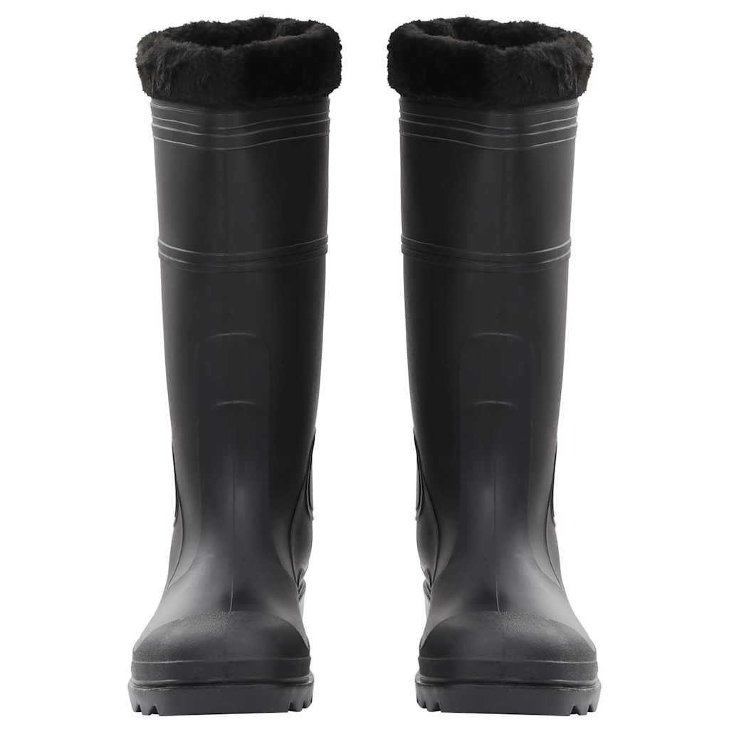 Vidaxl bottes de pluie avec chaussettes amovibles taille 46 PVC noir