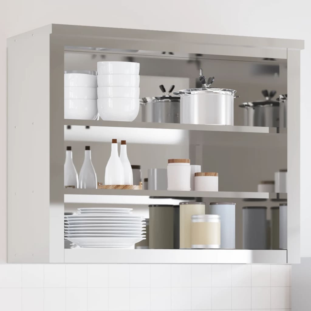 Armoire murale de cuisine Vidaxx avec étagères en acier inoxydable