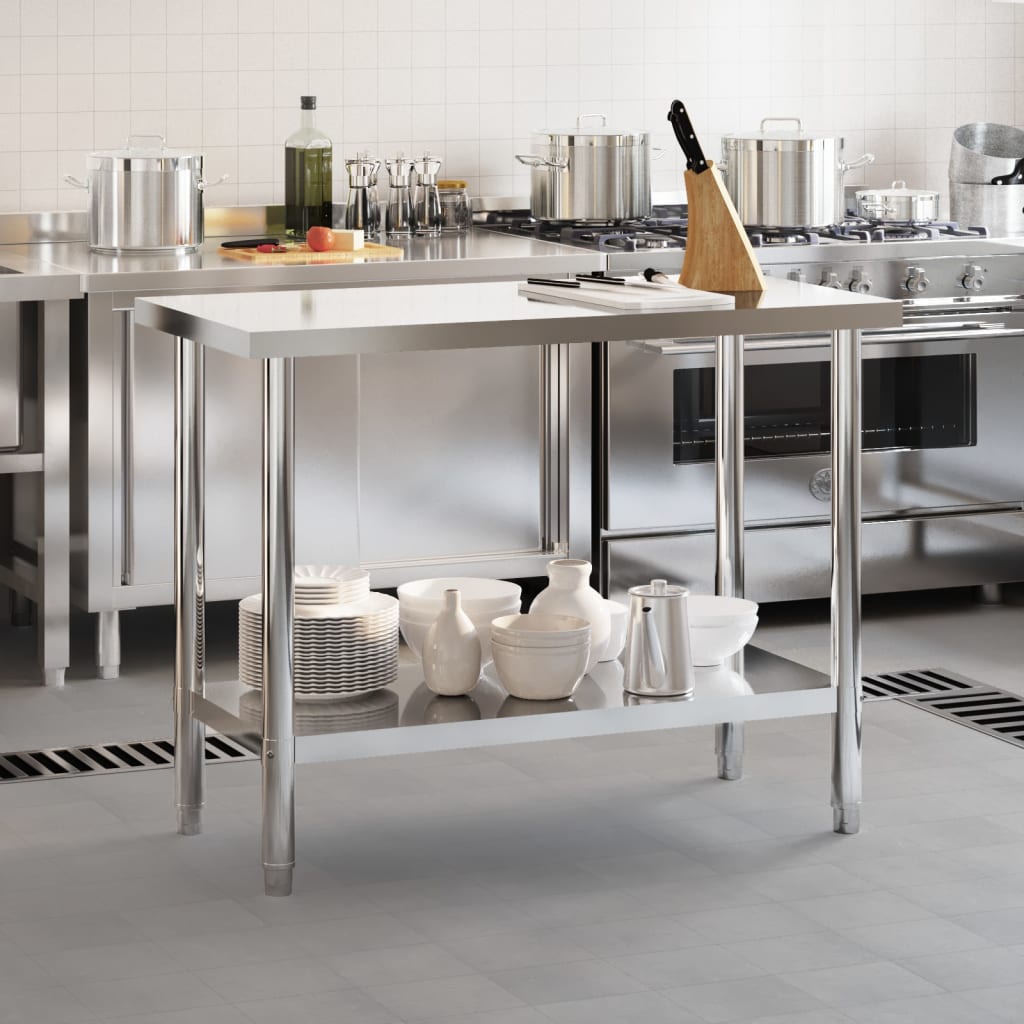 Vidaxl Kitchenwork Tabell 110x55x85 cm rustfritt stål