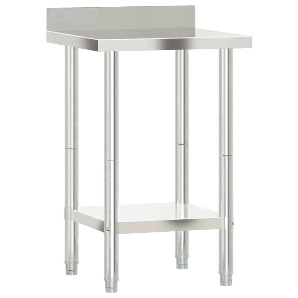 VidaXL table de travail de cuisine avec protection anti-éclaboussures 55x55x93 cm acier inoxydable