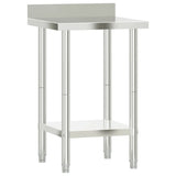 VidaXL table de travail de cuisine avec protection anti-éclaboussures 55x55x93 cm acier inoxydable
