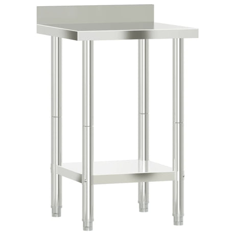 VidaXL table de travail de cuisine avec protection anti-éclaboussures 55x55x93 cm acier inoxydable