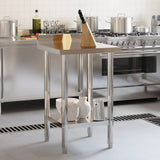VidaXL table de travail de cuisine avec protection anti-éclaboussures 55x55x93 cm acier inoxydable