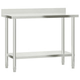 Vidaxx table de travail de cuisine avec protection anti-éclaboussures 110x55x93 cm acier inoxydable