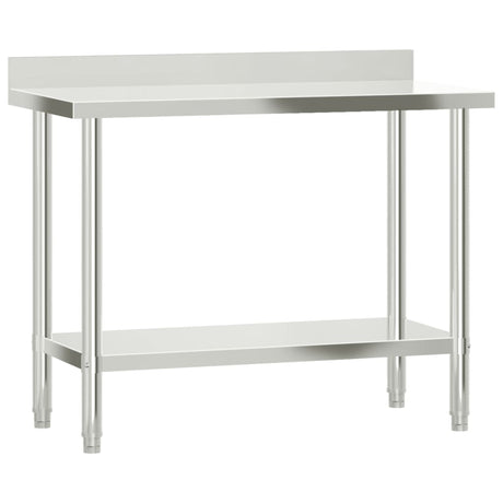 Vidaxx table de travail de cuisine avec protection anti-éclaboussures 110x55x93 cm acier inoxydable