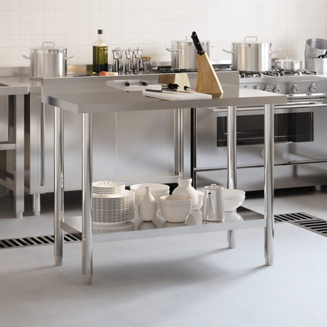 Vidaxx table de travail de cuisine avec protection anti-éclaboussures 110x55x93 cm acier inoxydable