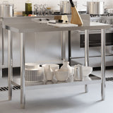 Vidaxx table de travail de cuisine avec protection anti-éclaboussures 110x55x93 cm acier inoxydable