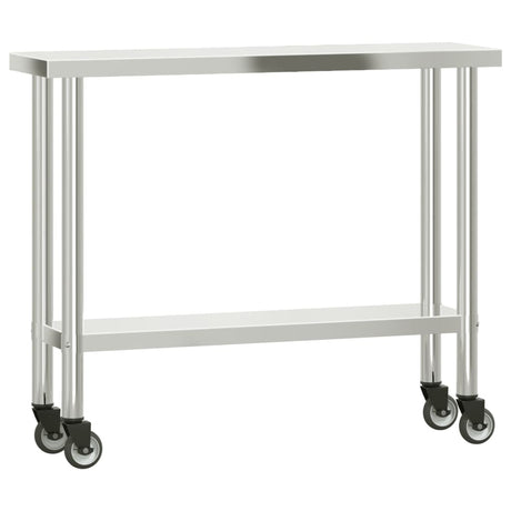 Vidaxx table de travail de cuisine à roulettes 110x30x85 cm acier inoxydable