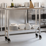 Vidaxx table de travail de cuisine à roulettes 110x30x85 cm acier inoxydable