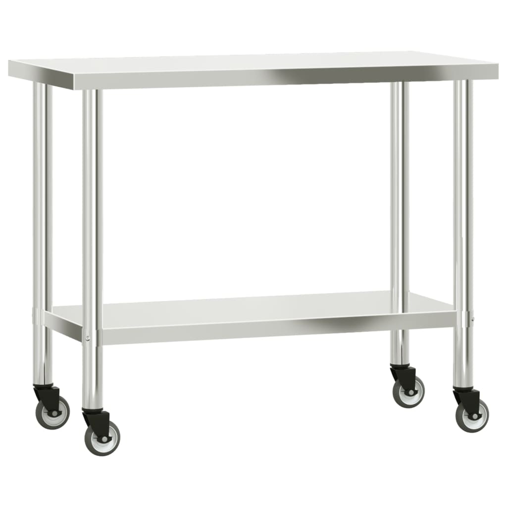 Vidaxx table de travail de cuisine à roulettes 110x55x85 cm acier inoxydable