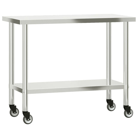 Vidaxx table de travail de cuisine à roulettes 110x55x85 cm acier inoxydable
