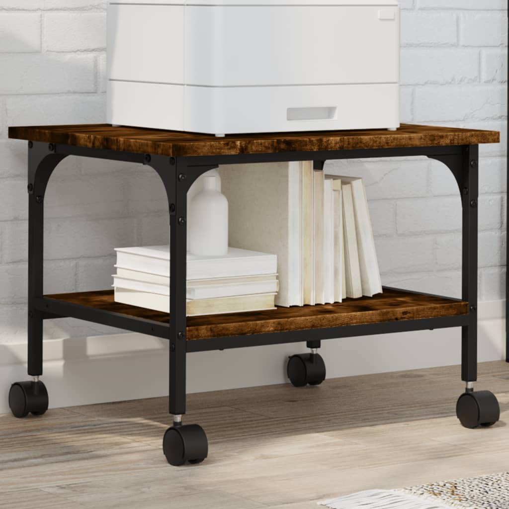 VidaXL armoire d'imprimante 2 couches 50x40x38 cm bois traité, chêne fumé