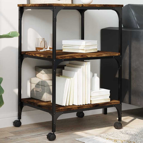 VidaXL armoire d'imprimante 3 couches 50x41x75 cm bois traité, chêne fumé