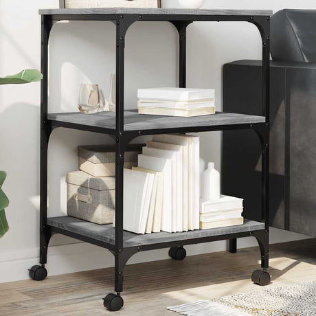 VidaXL armoire d'imprimante 3 couches 50x41x75 cm bois traité gris sonoma