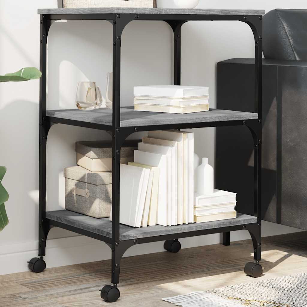 VidaXL armoire d'imprimante 3 couches 50x41x75 cm bois traité gris sonoma