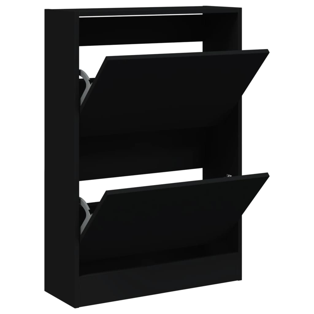 Gabinete de zapatos Vidaxl 60x21x87.5 cm de madera propiedad de negro