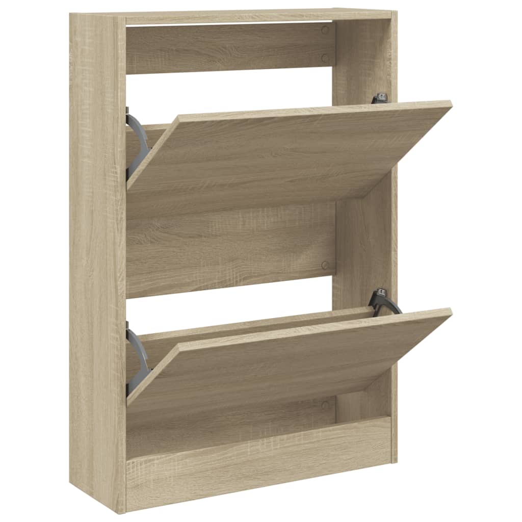 Vidaxl schoenenkast 60x21x87,5 cm bewerkt hout sonoma eikenkleurig