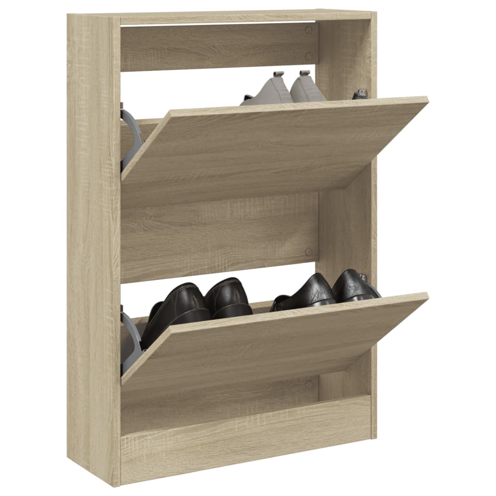 Vidaxl schoenenkast 60x21x87,5 cm bewerkt hout sonoma eikenkleurig